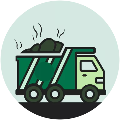 Local authority waste truck carrying away compostable waste