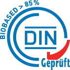 DIN Certco Biobased &gt;85% accreditation mark
