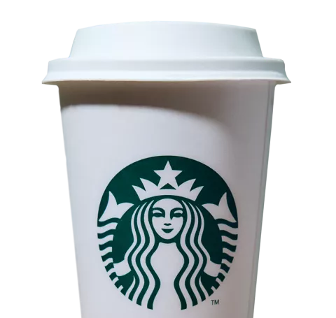 Starbucks paper takeaway cup and lid